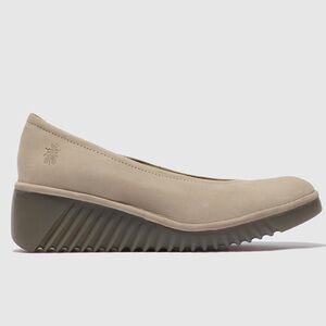 Fly London Leny Cloud Tan/Taupe Slip-On 2” platform suede Flats
